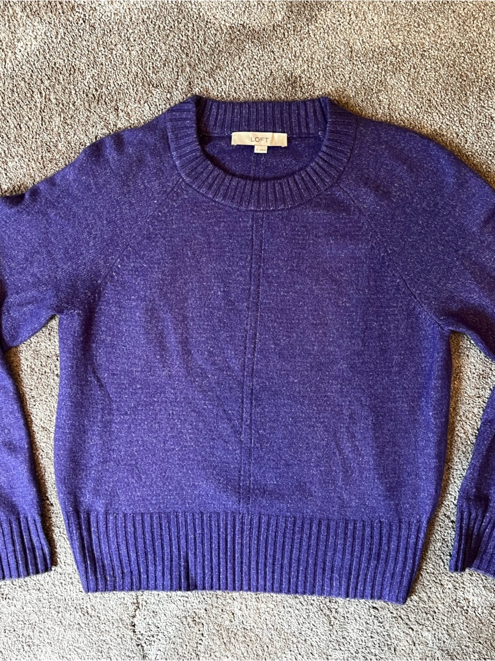 LOFT Women's Purple Ribbed Crewneck Sweater - Size S